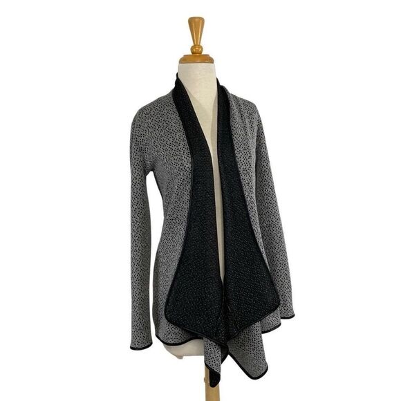 Dusak Design M Gray Black Open Knit Cardigan Art To Wear Lagenlook Hearts - Picture 4 of 9